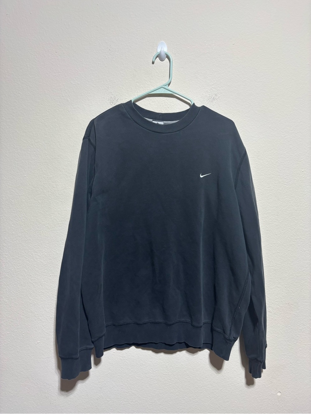 Nike Men's Dark Gray Crewneck Sweatshirt with Small Swoosh